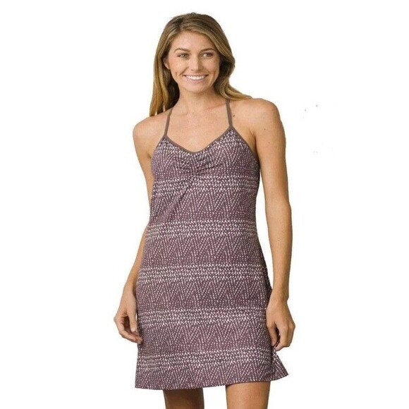 Prana Womens Elixir Activewear Tank Dress Tennis‎ Lattice Racerback Plum Sz XL - Picture 1 of 9